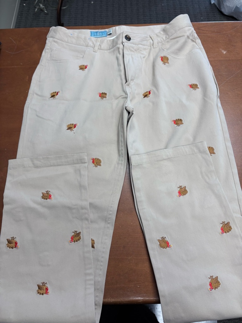 Castaway Beige Embroidered Turkey Chinos